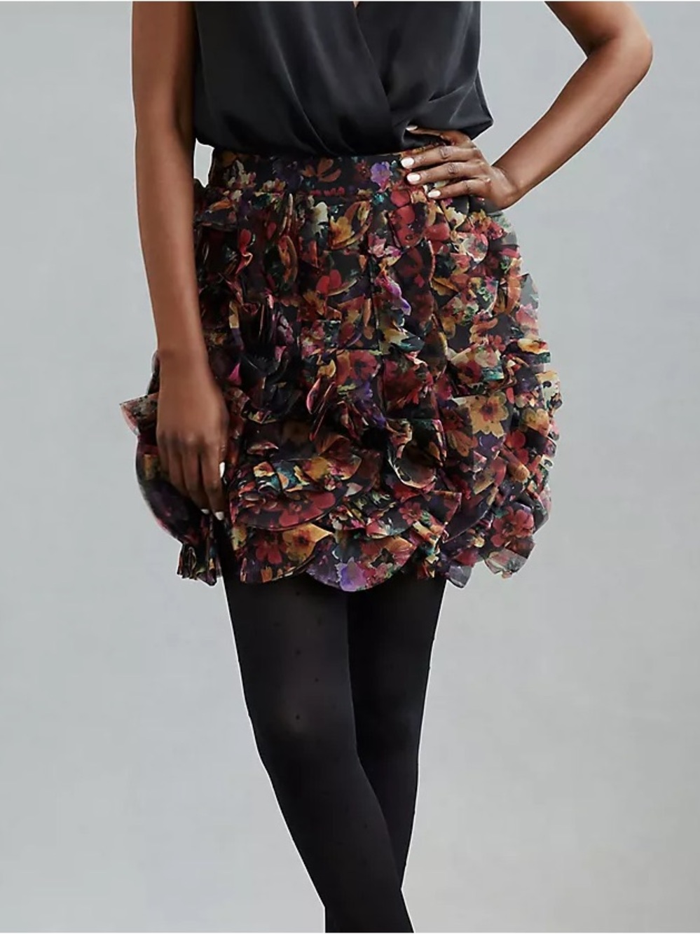 Anthropologie Geisha Designs Ruffled Mini Skirt Size Large